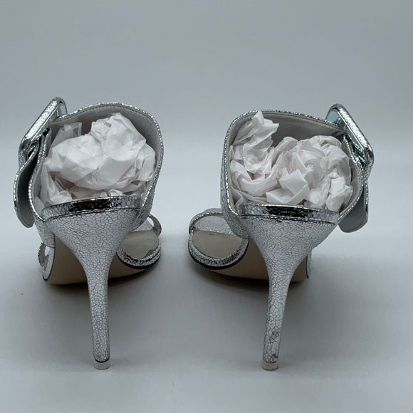 ATTICO Ester Crackled Metallic-leather Mules In Silver - Picture 9 of 16